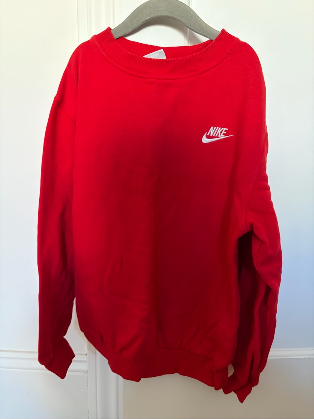 Nike Red Crewneck Sweatshirt with White Logo - Kids
